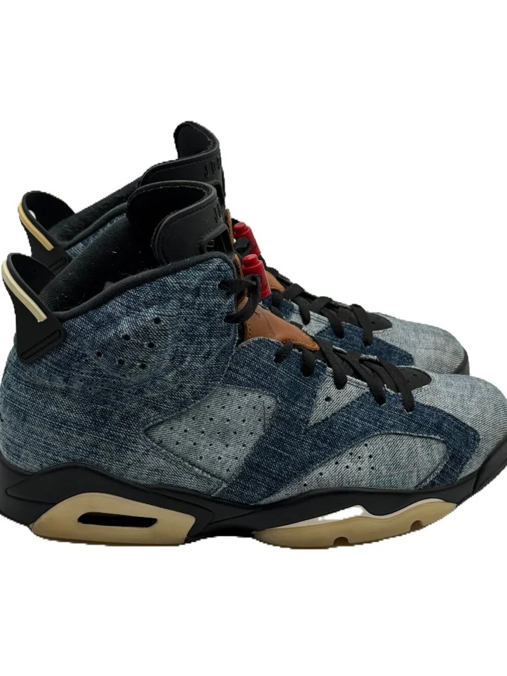 Jordan 6 Retro Washed Denim Sneakers Blue Black Size 12